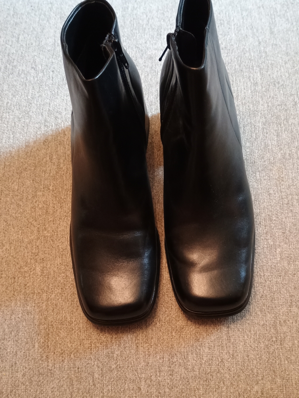 croft & barrow Black Square-Toe Leather Ankle Boots